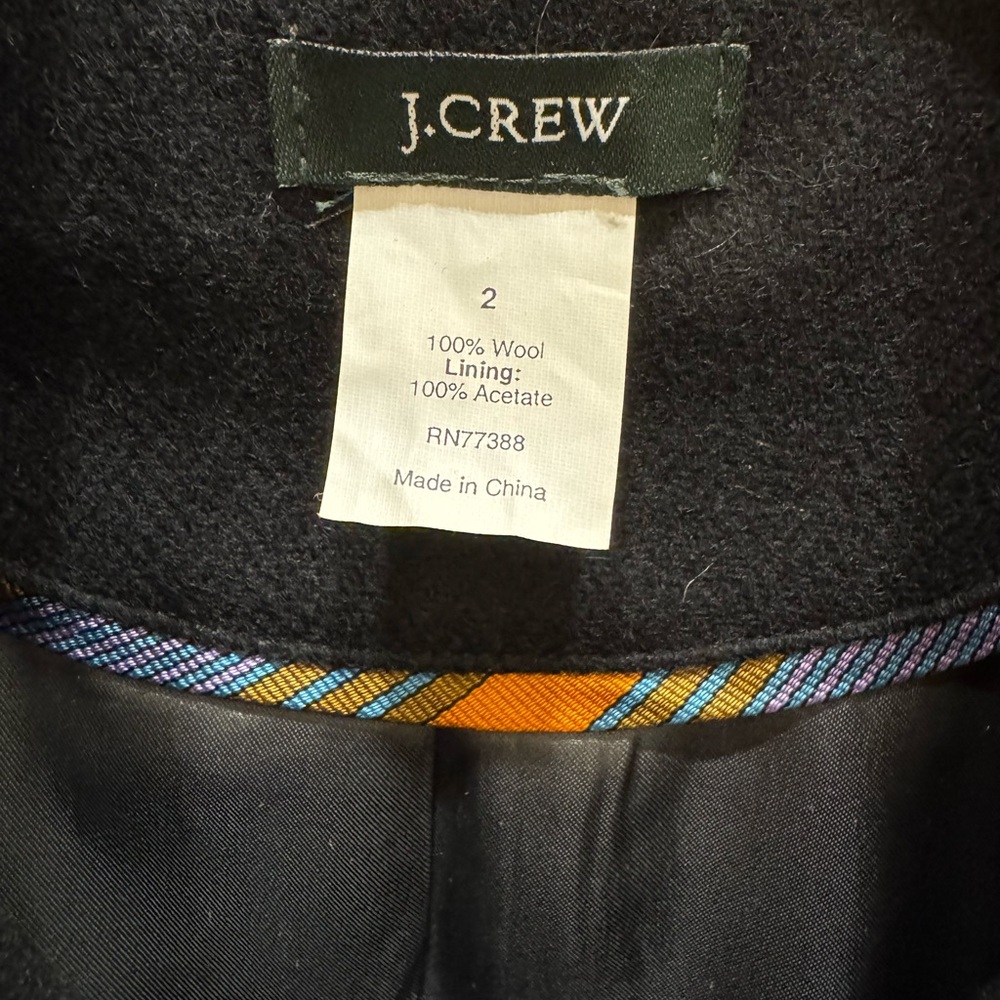 J. Crew Robert Noble Scottish Wool Belted Blazer Black Women’s Size 2 - Picture 9 of 12